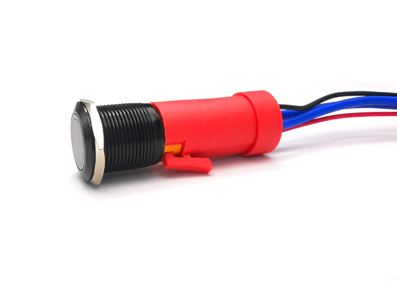 Interruptor anti anodizado negro 19m m 10amp del vándalo del alúmina con la luz llevada roja