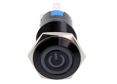 poder de aluminio negro Ring Symbol LED de los ojos del ángulo de interruptor de botón de 16m m